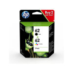 Hp 62 pack de 2 cartouches d'encre noire et trois couleurs authentiques (n9j71ae) pour officejet mobile ...