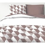 Couettes et cetera - parure de couette 3 pieces coton 57 fils prune 220x240 cm - hexagone