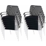 Hhg - lot de 12 chaises de confrence / visiteur tulsa, empilable, tissu, sige noir, dossier noir