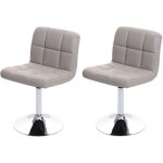 Hhg - 2x chaise de salle � manger chaise pivotante kavala simli cuir chrome, taupe - gris