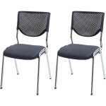 Hhg - 2x chaise visiteur t401, chaise de confrence empilable, tissu / textile, sige gris fonc, pieds ...