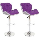 Hhg - 2x tabouret de bar 156, tabouret pour comptoir, r�glable en hauteur, similicuir, violet