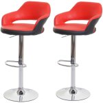 Hhg - 2x tabouret de bar 261, tabouret pivotant, avec dossier simili cuir, rouge - noir