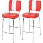 Hhg - 2x tabouret de bar avellino, chaise de comptoir, design rétro des années 50, similicuir, rouge ... Hhg - 2x tabouret de bar avellino, chaise de comptoir, design rétro des années 50, similicuir, rouge ...