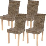 Hhg - lot de 4 chaises de s�jour littau chaise en osier, rotin kubu