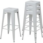 Hhg - 4x tabouret de bar 844, chaise de comptoir, m�tal, empilable, design industriel, blanc