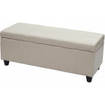 Hhg - banc / banquette / coffre de rangement kriens, 114x45x45cm, similicuir, cr�me