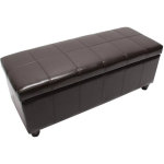 Hhg - banquette kriens, coffre, banc, cuir + similicuir, 112x45x45cm, marron