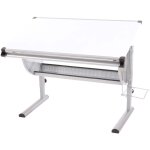 Hhg - bureau enfant oxford, plateau inclinable, hauteur rglable, blanc