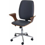 Hhg - chaise de bureau 613, pivotante, similicuir bois courbé, aspect noyer, revêtement gris Hhg - chaise de bureau 613, pivotante, similicuir bois courbé, aspect noyer, revêtement gris