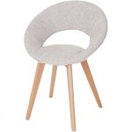Hhg - chaise de salle � manger palermo iii, fauteuil, design r�tro des ann�es 50, tissu, cr�me / gris ...