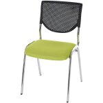 Hhg - chaise visiteur t401, chaise de confrence empilable, tissu / textile, sige vert, pieds chroms ...