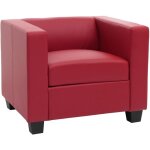 Hhg - fauteuil club / lounge lille, 86x75x70cm, cuir reconstitu�, rouge