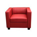 Hhg - fauteuil club / lounge lille, 86x75x70cm, simili - cuir rouge Hhg - fauteuil club / lounge lille, 86x75x70cm, simili - cuir rouge
