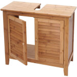 Hhg - meuble sous - lavabo salle de bains 557, armoire, bambou, 60x67x30cm