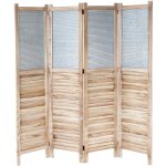 Hhg - paravent 651, cloison de sparation en bois et mtal, 170x160x2 cm
