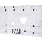 Hhg - portemanteau mural 929, family, 8 crochets, 60x90cm, blanc shabby