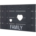 Hhg - portemanteau mural 929, family, 8 crochets, 60x90cm, gris fonc� shabby