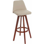 Hhg - tabouret de bar 569, chaise de bar tabouret de comptoir, bois similicuir pivotant, cr�me