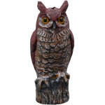 Hibou anti - oiseaux, imitation en plastique, marron, 17x15x41cm, d�coration de jardin hibou, ornement ...