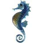 Hippocampe d�coration murale en plein air mer m�tal art suspendu d�coratif en verre sculpture bleu pour ...