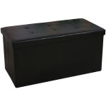 Hobag - coffre de rangement pouf pliable pvc 76cm - noir