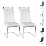 Hofuton 2 chaises de salle à manger rembourrées design moderne pieds en métal blanc Hofuton 2 chaises de salle à manger rembourrées design moderne pieds en métal blanc