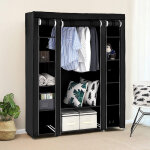 Hofuton garde - robe transportable armoire de rangement penderie en tissu intissé 17213443cm noir Hofuton garde - robe transportable armoire de rangement penderie en tissu intissé 17213443cm noir
