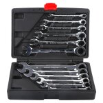 Hofuton jeu de 12pcs cl�s mixtes � oeil cl�s plate � cliquet 8mm - 19mm malette