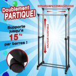 Hofuton portant � v�tements avec 4 roulettes - hauteur et largeur r�glables - l 84 - 150 x p 42 x h 108 ...