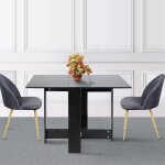Hofuton table pliante avec 2 abattants, en panneaux de particules melamins, 1037673. 4cm, noir
