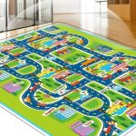 Hofuton tapis de jeu rectangle gant circuit voiture de course cadeau pour bb enfant tapis pique - ...