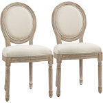 Homcom lot de 2 chaises de salle � manger - chaise de salon m�daillon style louis xvi - bois massif sculpt�, ...