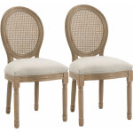Homcom - lot de 2 chaises de salle � manger - chaise de salon m�daillon style louis xvi - bois massif ...