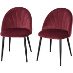 Homcom - lot de 2 chaises velours bordeaux pieds métal noir dim. 52l x 54l x 79h cm Homcom - lot de 2 chaises velours bordeaux pieds métal noir dim. 52l x 54l x 79h cm