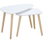 Homcom - lot de 2 tables basses gigognes design scandinave bicolore bois clair blanc pieds effil�s bois ...