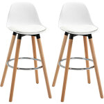Homcom lot de 2 tabourets de bar, chaises de bar en pu avec dossier et repose - pieds, assise rembourr�e ...