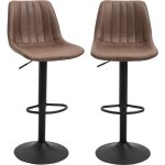 Homcom - lot de 2 tabourets de bar style vintage hauteur rglable pivotant repose - pied marron