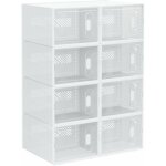 Homcom - lot de 8 boites cubes rangement à chaussures modulable avec portes transparentes - dim. 25l ... Homcom - lot de 8 boites cubes rangement à chaussures modulable avec portes transparentes - dim. 25l ...