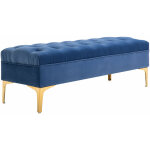 Homcom - banc banquette capitonn�e style classique chic dim. 118l x 45l x 42h cm pi�tement m�tal dor� ...