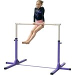 Homcom barre fixe de gymnastique pour enfant, hauteur r�glable 13 niveaux de 92 - 150 cm, acier et bois ...