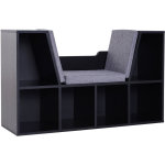 Homcom - bibliothque banc 2 en 1 design contemporain 6 casiers 3 coussins fournis 102l x 30l x 61h cm ...