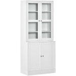 Homcom - bibliothque vitrine multi - rangement - 2 portes verre, 2 portes bois, 4 tagres rglables ...