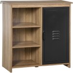 Homcom - buffet design industriel - meuble de rangement 3 niches placard - effet bois métal noir Homcom - buffet design industriel - meuble de rangement 3 niches placard - effet bois métal noir