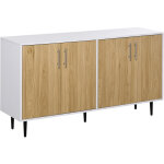 Buffet meuble de rangement 2 placards 2 portes avec tagres rglables blanc chne clair