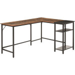 Homcom - bureau informatique design industriel bureau d'angle 2 tablettes support cpu imprimante aspect ...