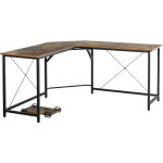 Homcom - bureau informatique design industriel bureau d'angle support cpu aspect vieux bois mtal noir ...