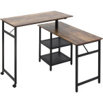 Bureau informatique design industriel modulable bureau d'angle 2 �tag�res aspect vieux bois m�tal noir ...