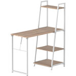 Homcom - bureau pliable rabattable - bureau bibliothque 2 en 1 - 4 tagres - imitation bois chne clair ...