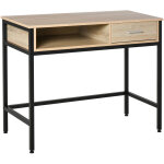 Homcom - bureau style industriel casier + tiroir coulissant ch�ssis m�tal noir plateau panneaux particules ...